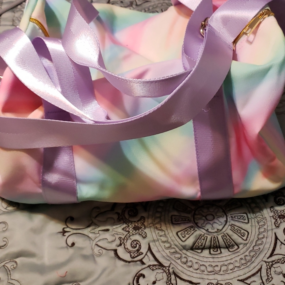Makena Lane ombre rainbow duffle bag
